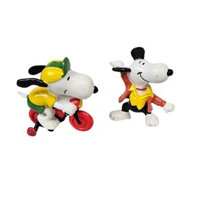 Vintage 50s Snoopy Disco Dancing & Riding‎ Bike PVC Figurine Cake Topper W25